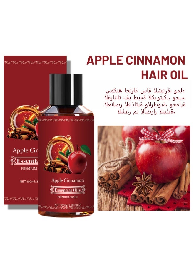ESSENTIAL OILS Natural Plant Extract Formula | Deeply Nourishes and Repairs | Improves Dryness and Frizz | Creates Full, Smooth Hair Apple Cinnamon Hair Oil (100ml) - Image 1